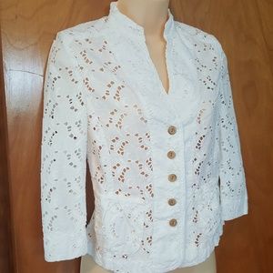 3/4 Sleeve Eyelet Jacket